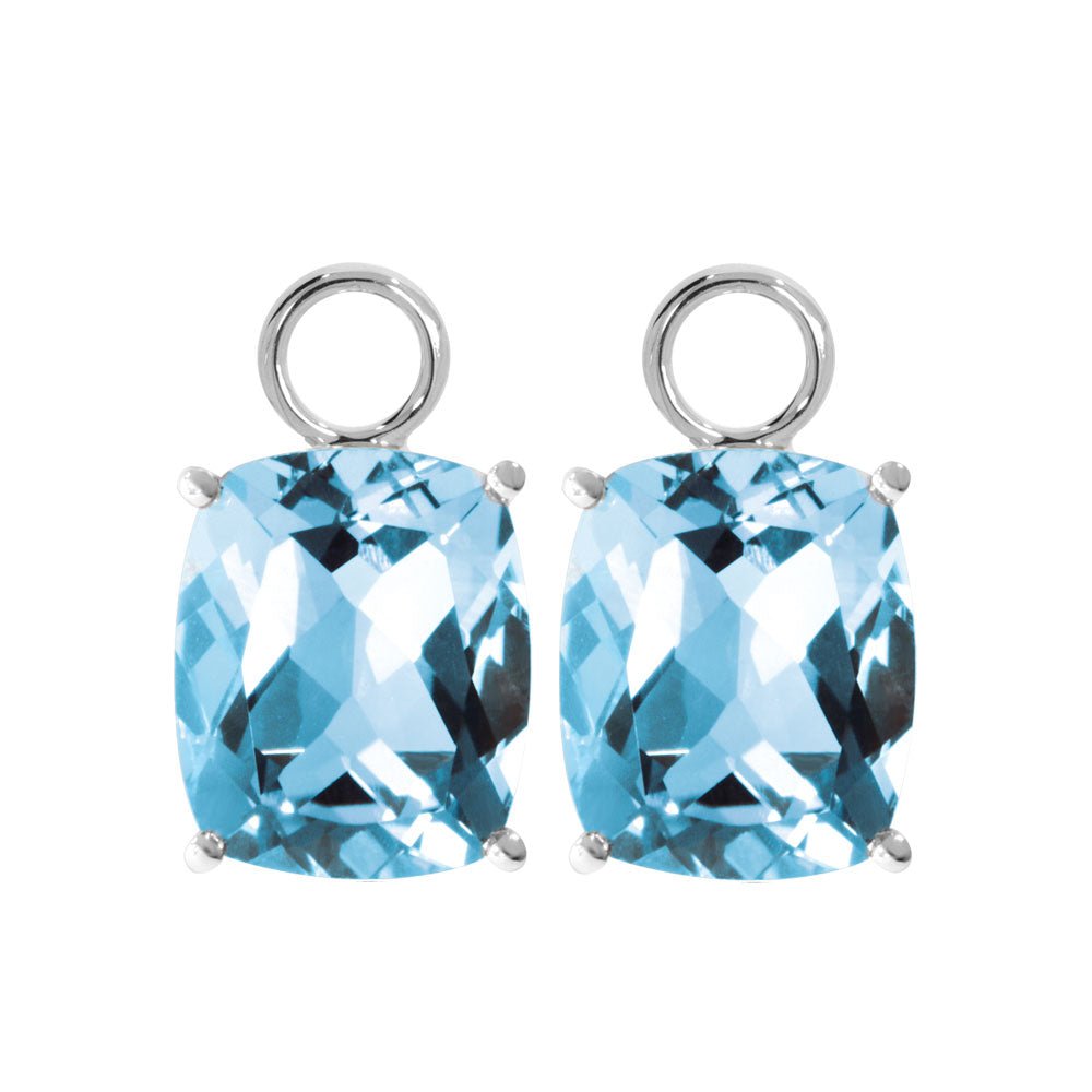 CELESTE Øreringeranheng i 585 hvitt gull med 9x11 mm sky blue topas. Kun anheng