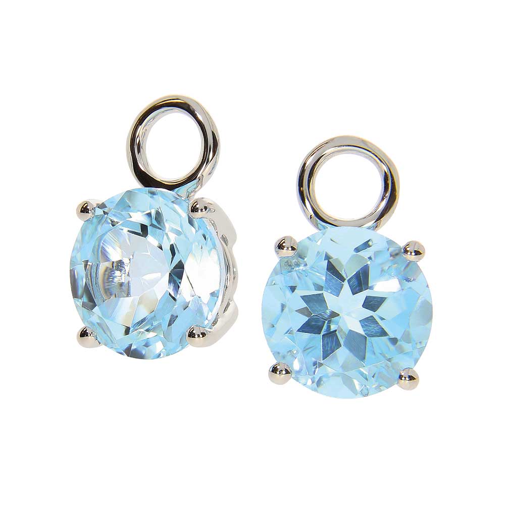 CLAIRE Øreringeranheng i 585 gult gull med 8mm sky blue topas. Kun anheng