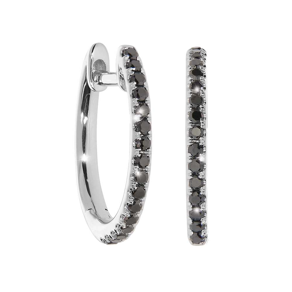 FORTUNA BLACK Øreringer i 585 hvitt gull med svarte diamanter - totalt 0,18 ct