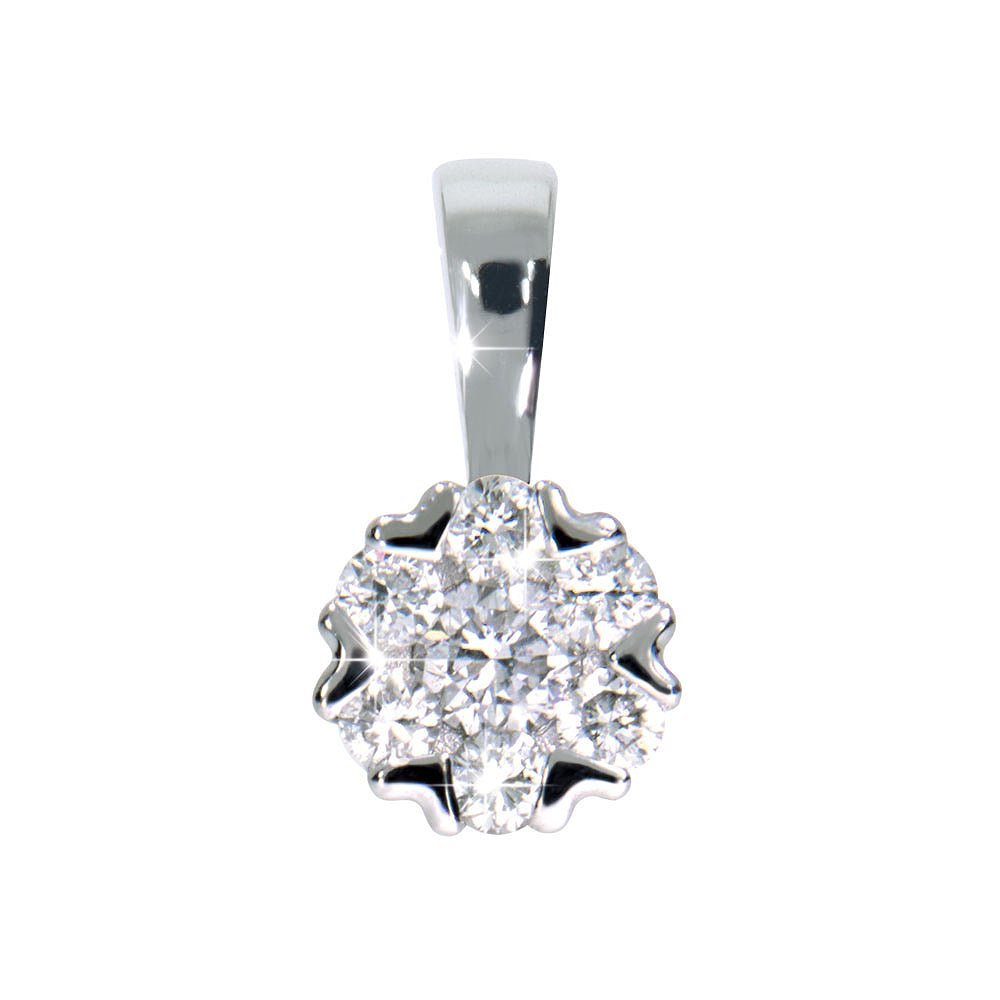 FLORA Diamantanheng 585 Hvitt Gull - 0,11 ct.