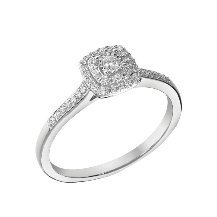 GLORIA Diamantring 585 Hvitt Gull - 0,19 ct.