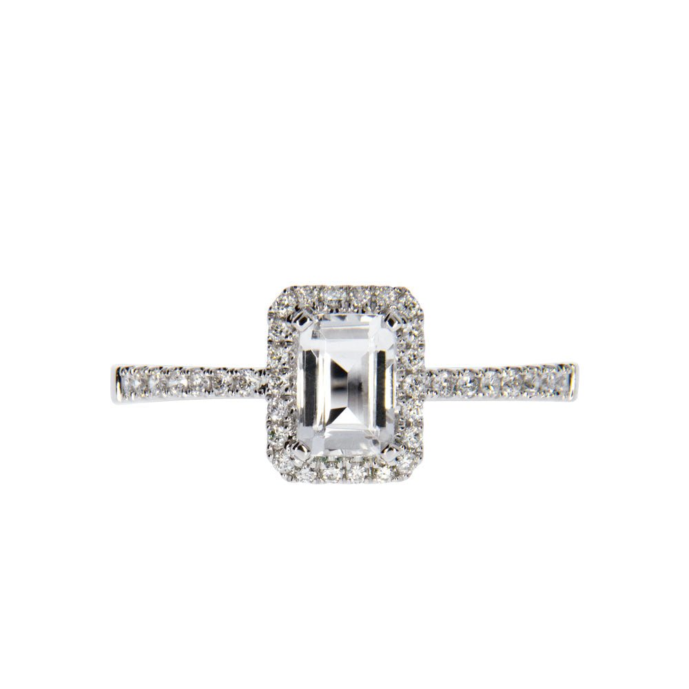 HARMONY Diamantring 585 Hvitt Gull - 0,18 ct. Hvit topas