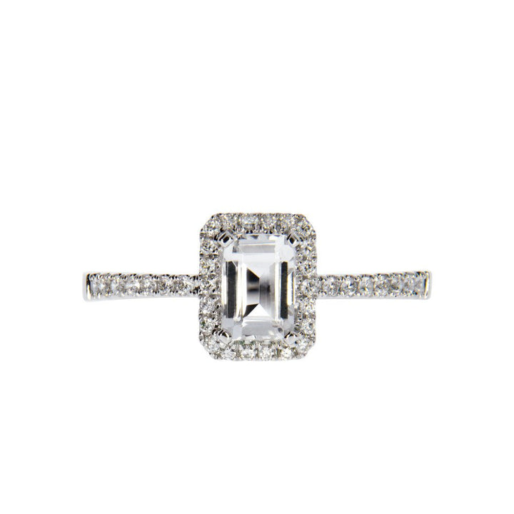 HARMONY Diamantring 585 Hvitt Gull - 0,18 ct. Hvit topas