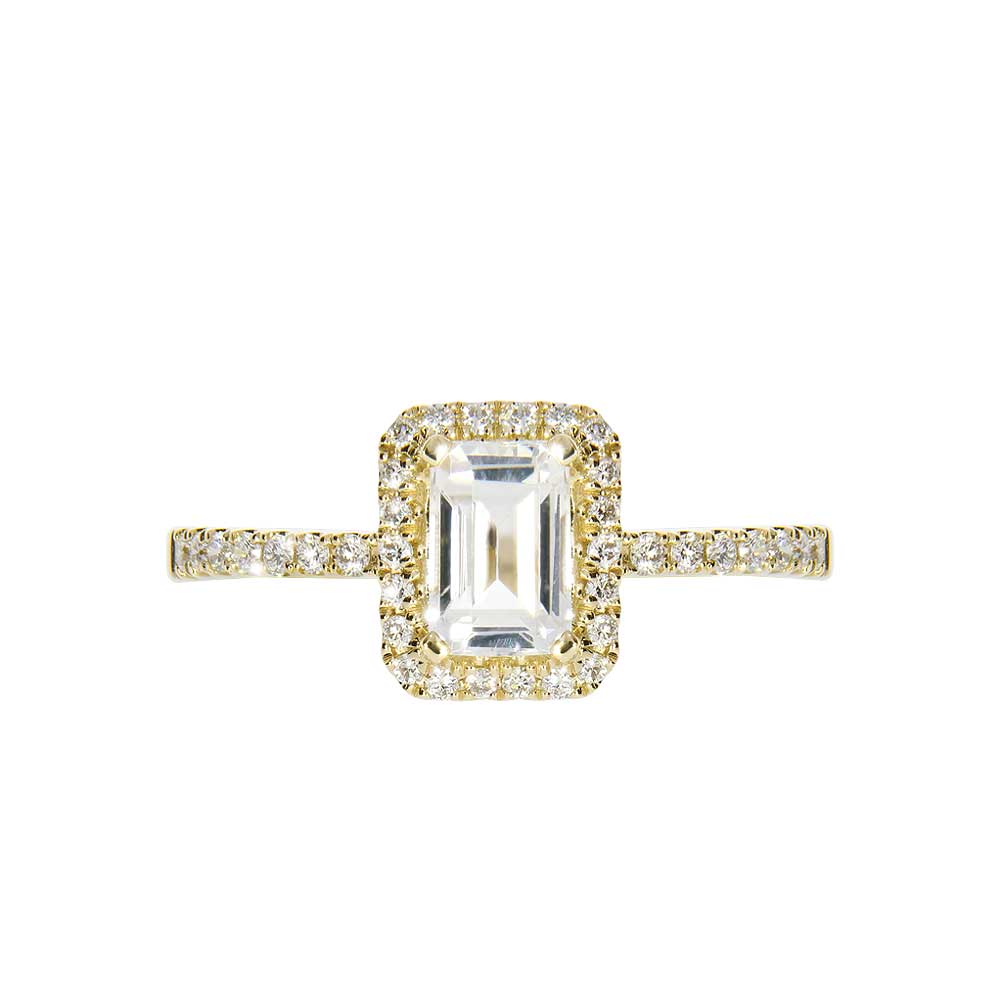 HARMONY Diamantring 585 Gult Gull - 0,18 ct. Hvit topas.