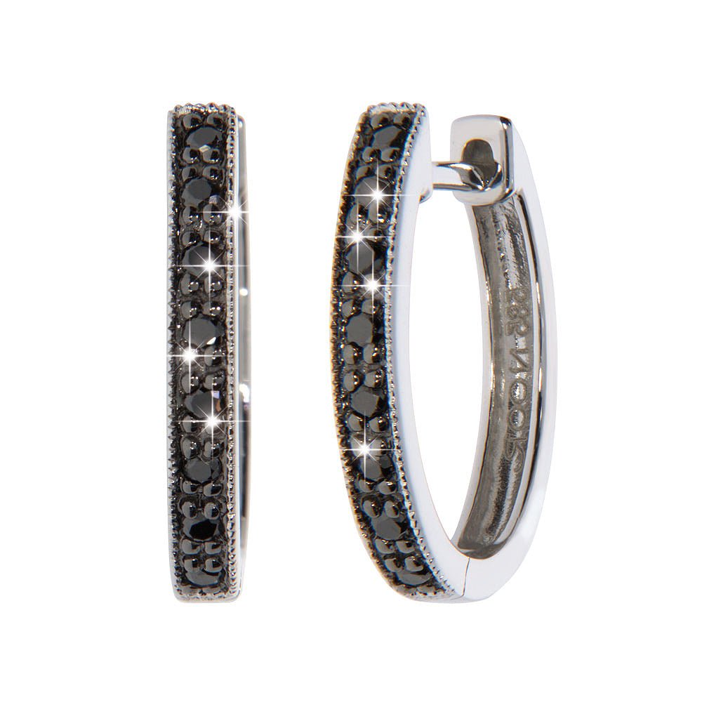 MARILYN BLACK Øreringer i 585 hvitt gull med sorte diamanter - totalt 0,11 ct