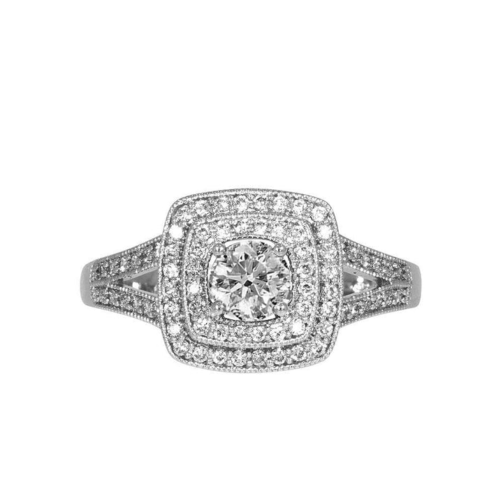 PALACE Diamantring 585 Hvitt Gull - 0,60 ct. Sentersten 0,30 ct.