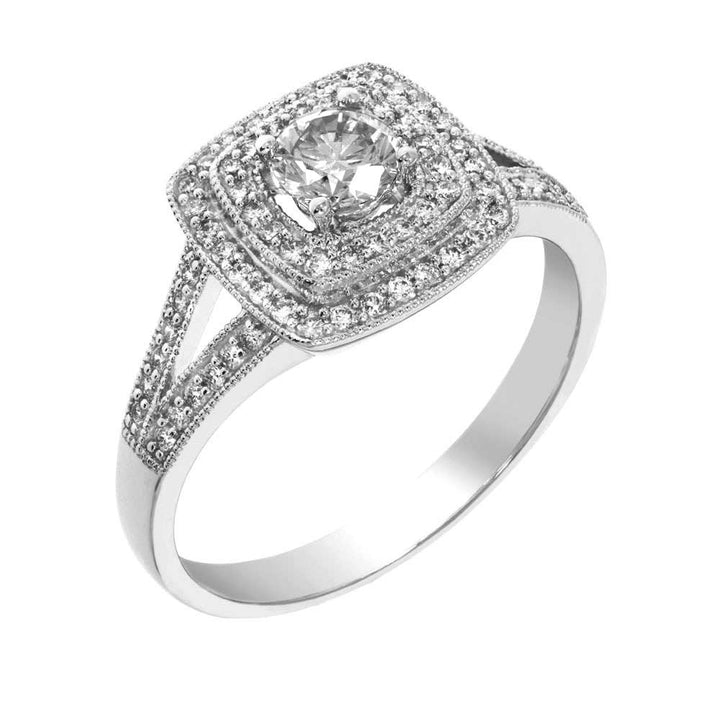 PALACE Diamantring 585 Hvitt Gull - 0,60 ct. Sentersten 0,30 ct.